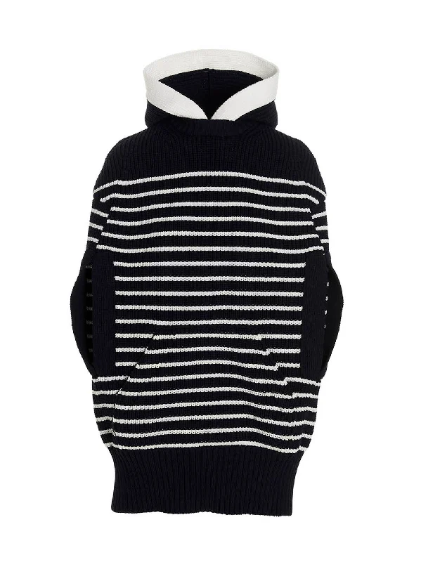 Striped Hooded Cape Hoodie with Earth Tones Natural Calm