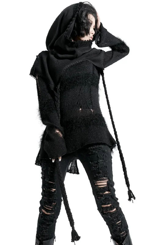 Stylish Gothic Wool Hooded Wrap Cape for Women Hoodie with Crew Neck Simple Timeless