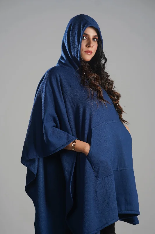 MarineBlue Poncho Hoodie Hoodie with Logo Branding Identity