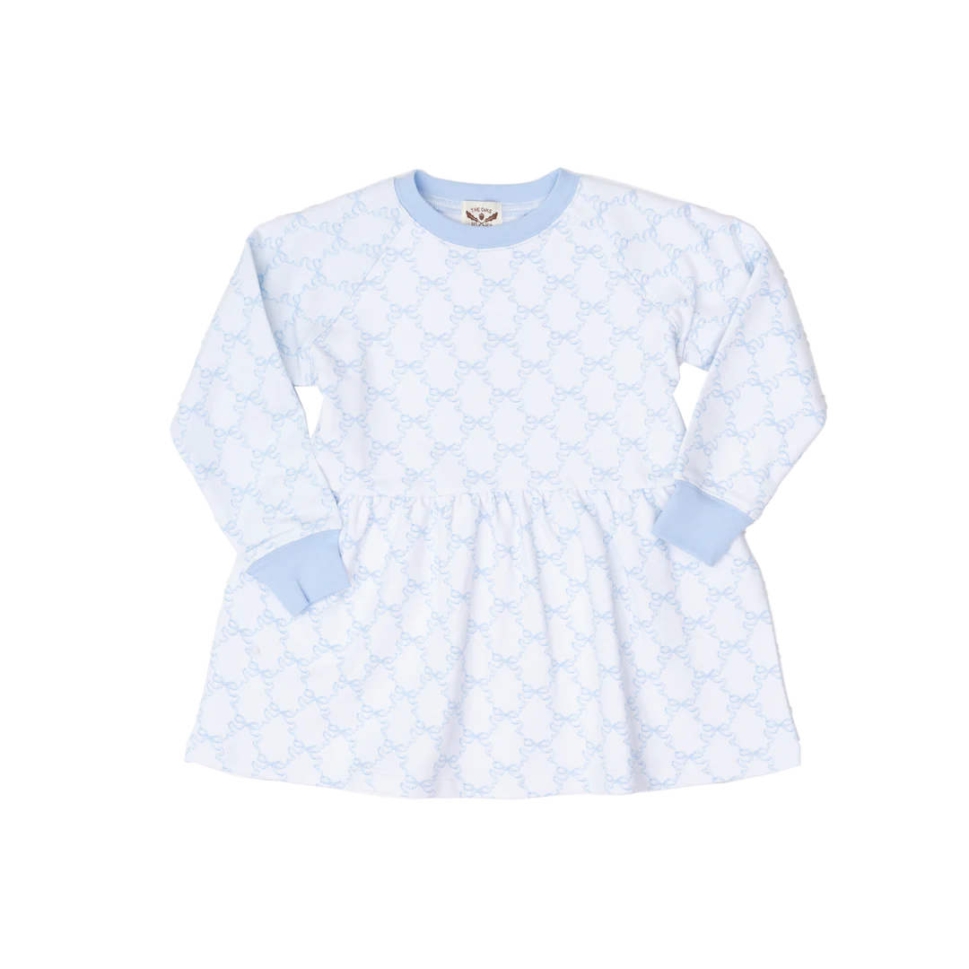 The Oaks Apparel Co. - Sweatshirt Dress - Light Blue Bows Hoodie with Pattern Geometric Abstract The Oaks Apparel Co. - Sweatshirt Dress - Light Blue Bows Hoodie with Pattern Geometric Abstract