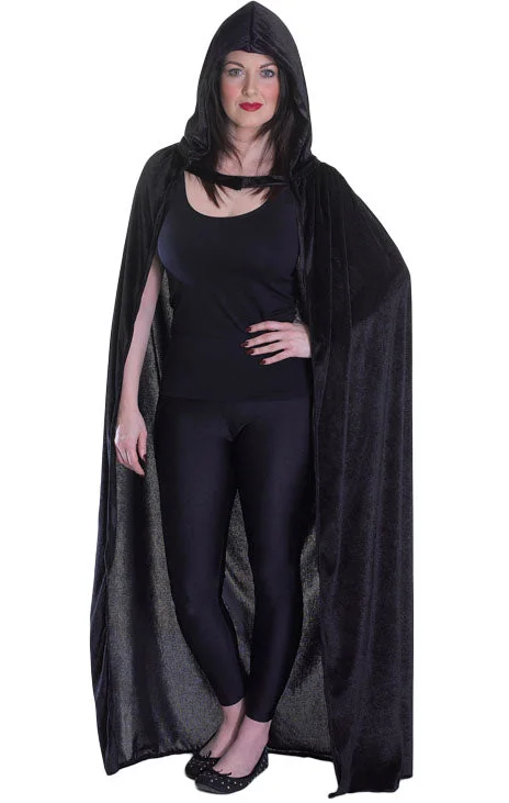 Velvet Black Hooded Adults Cloak Mysterious Costume Hoodie Sweatshirt Pullover