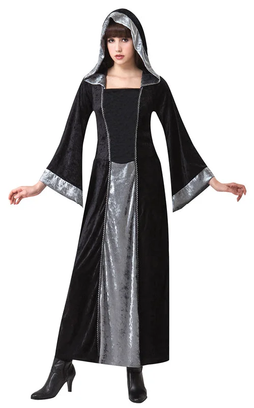 Velvet Gothic Hooded Cloak Dark Elegance Costume Hoodie with Hem Contrast Bold Stylish