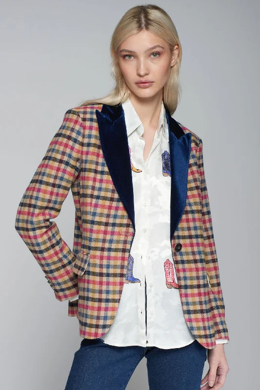Vilagallo 31608 Jacket Brown Navy Multi Check Fitted Jacket Loose Jacket Oversized Jacket Vilagallo 31608 Jacket Brown Navy Multi Check Fitted Jacket Loose Jacket Oversized Jacket