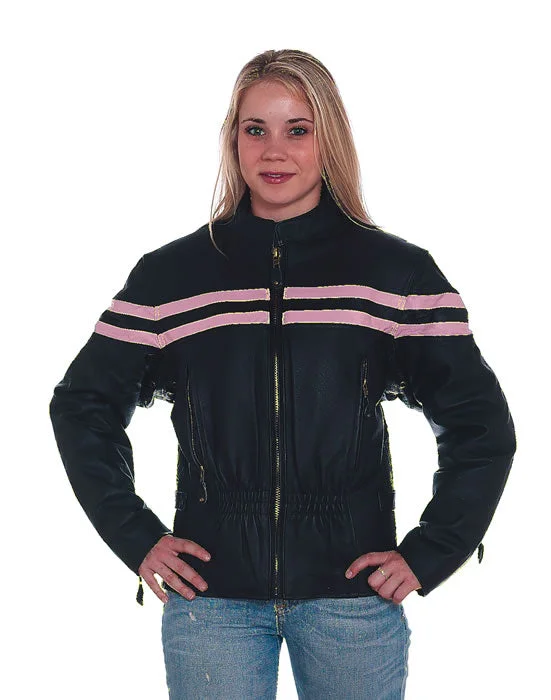 Women's Leather Racer Jacket With Stripes - Pink Mesh Jacket Canvas Jacket Denim Jacket Women's Leather Racer Jacket With Stripes - Pink Mesh Jacket Canvas Jacket Denim Jacket