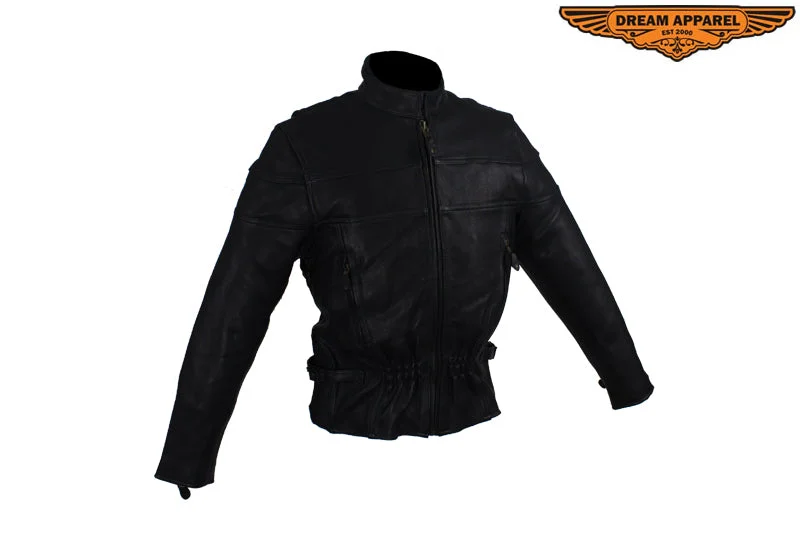 Women's Leather Racer Motorcycle Jacket With Double Reflector Stripes Fitted Jacket Loose Jacket Oversized Jacket Women's Leather Racer Motorcycle Jacket With Double Reflector Stripes Fitted Jacket Loose Jacket Oversized Jacket