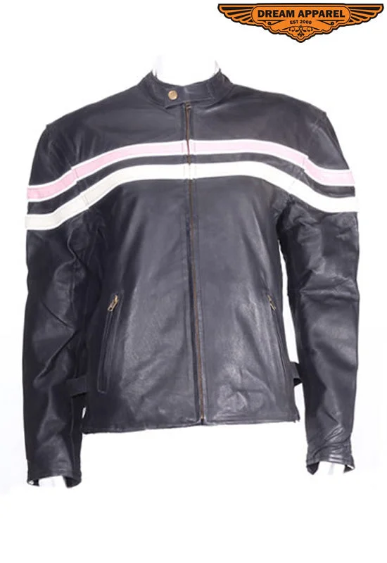 Womens Reversible Motorcycle Jacket Zip Front Button Front Snap Front
