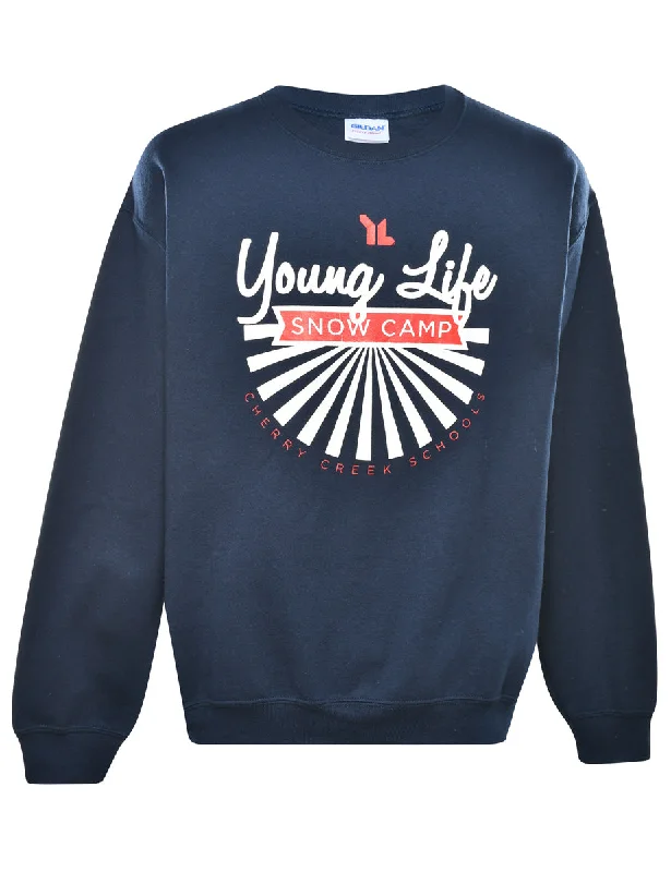 Young Life Printed Sweatshirt - L Hoodie with Cropped Fit Short Trendy