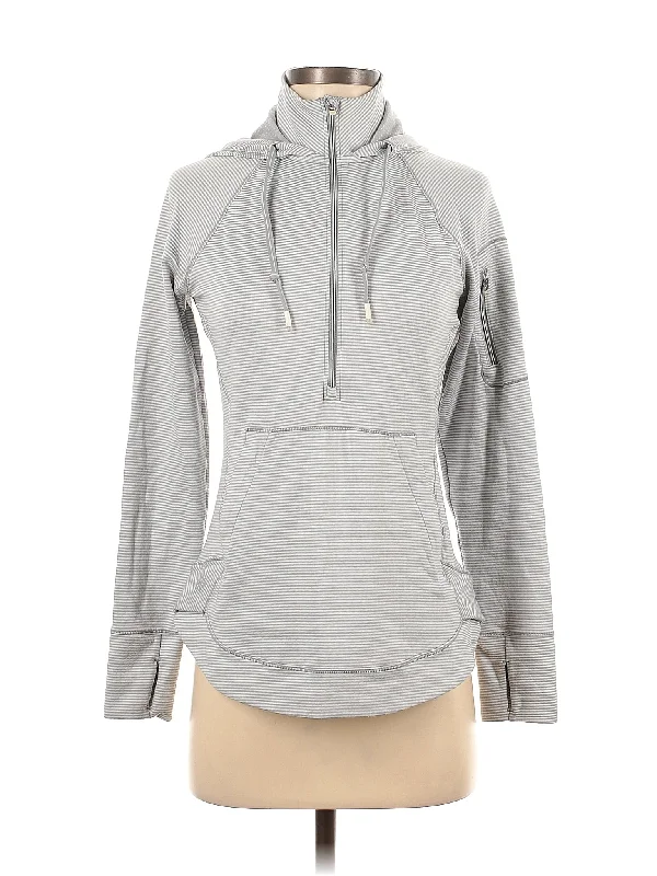 Zip Up Hoodie Hoodie with Ribbed Hem Stretchable Secure
