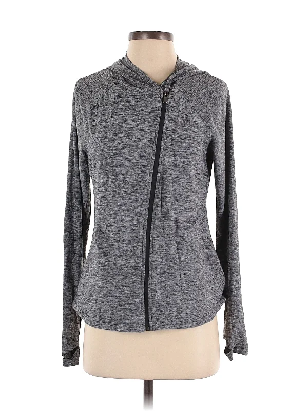 Zip Up Hoodie Hoodie with Hem Raw Edge Edgy Unfinished