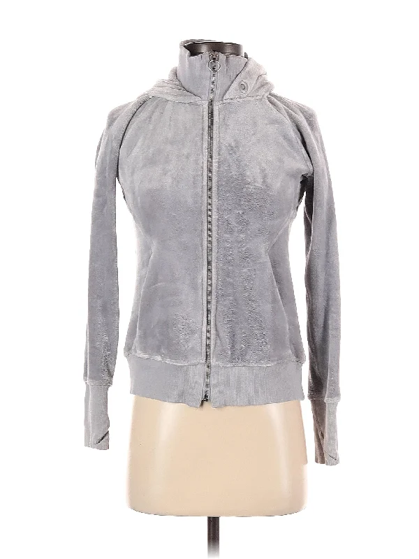 Zip Up Hoodie Hoodie with Hem Applique Textured Unique