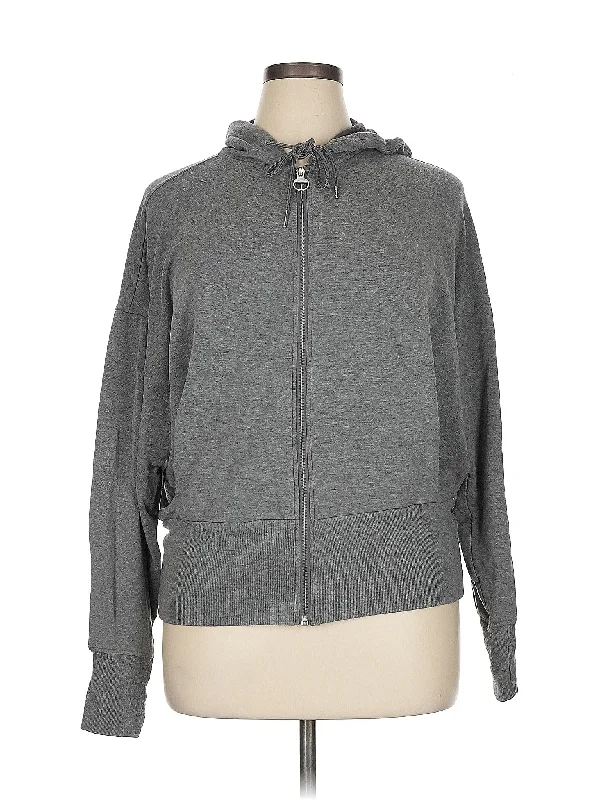 Zip Up Hoodie Hoodie with Batwing Sleeves Loose Dramatic