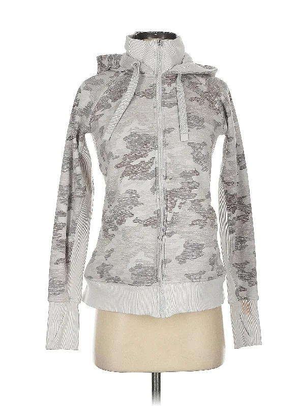 Zip Up Hoodie Hoodie with Metallic Shiny Futuristic