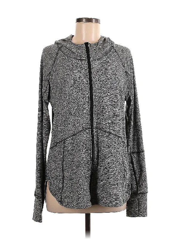 Zip Up Hoodie Hoodie with Distressed Vintage Worn