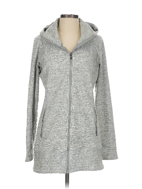 Zip Up Hoodie Hoodie with Slit Hem Functional Movement