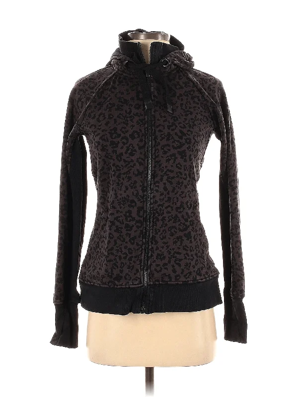 Zip Up Hoodie Hoodie with Hem Frayed Vintage Worn