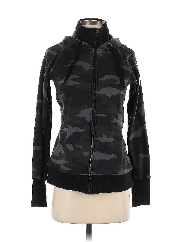 Zip Up Hoodie Hoodie with Lace Feminine Delicate