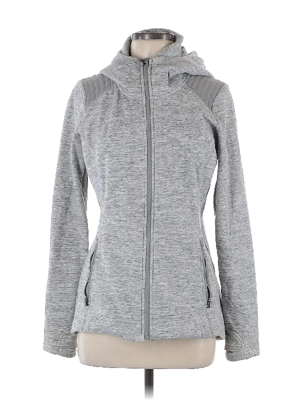 Zip Up Hoodie Hoodie with Hem Elastic Stretchable Comfortable