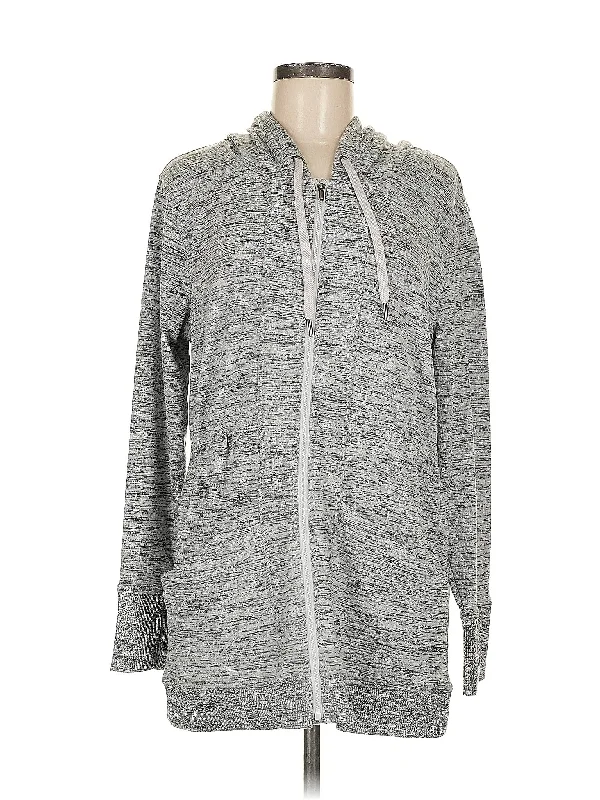 Zip Up Hoodie Hoodie with Hem Lace Feminine Delicate