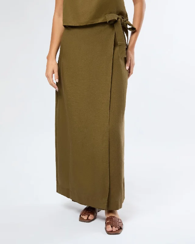 Air Linen Maxi Wrap Skirt velvet skirt luxurious