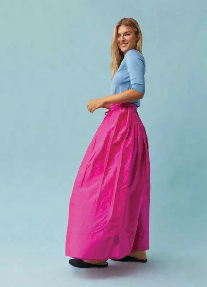 Ann Mashburn Pleated Wrap Skirt - Magenta leather skirt sleek