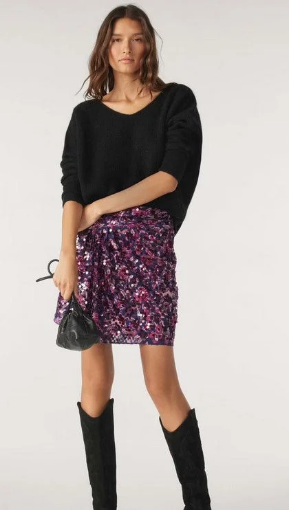 Ba&sh Slime Sequin Skirt - Violet silk skirt elegant