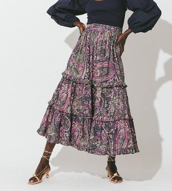 Cleobella Darcy Skirt - Caymen Paisley wool skirt sturdy