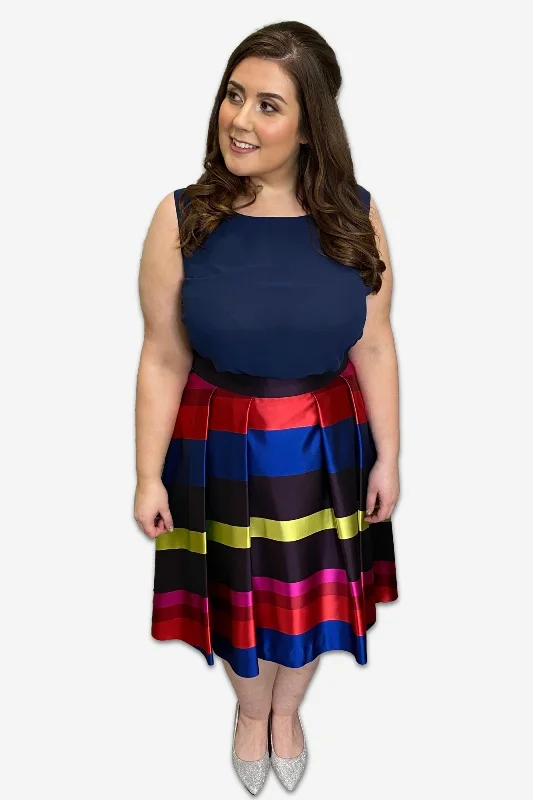 Plus Size Colour Block Striped Skirt slim fit skirt