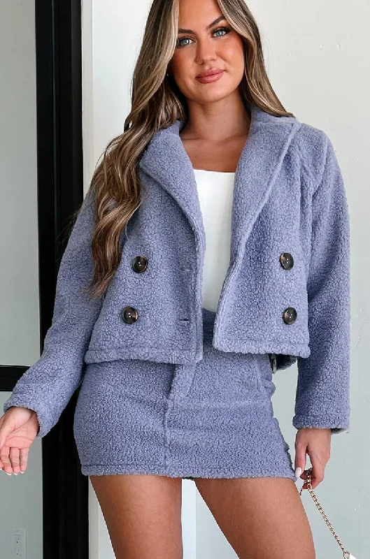 Cozy Glam Sherpa Jacket & Mini Skirt Two-Piece Set (Dark Lavender) cashmere skirt plush