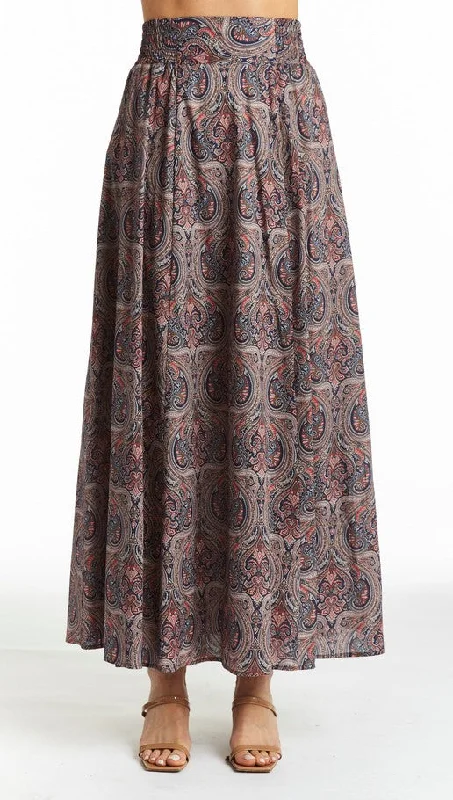 Drew Reign Skirt - Pasiley Print wool skirt breathable