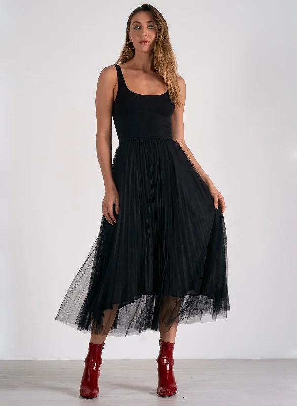 Elan - Maxi Tulle Skirt - Black velvet skirt luxurious