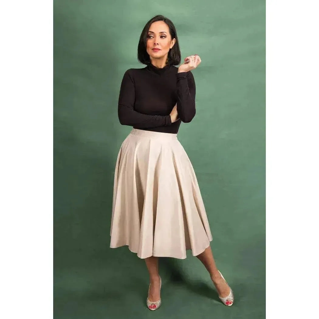 Full Circle Skirt - Cream denim skirt fashionable