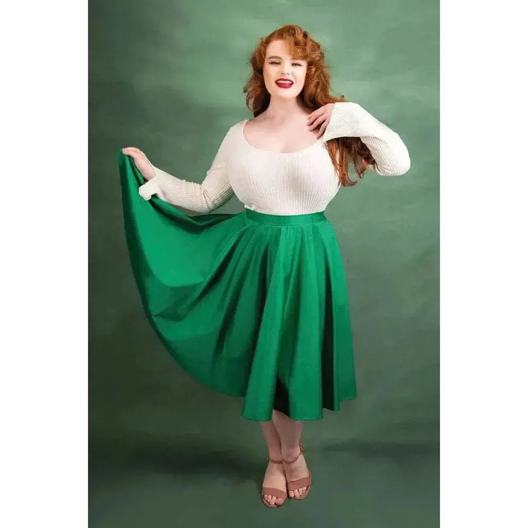 Full Circle Skirt - Emerald Green wool skirt breathable