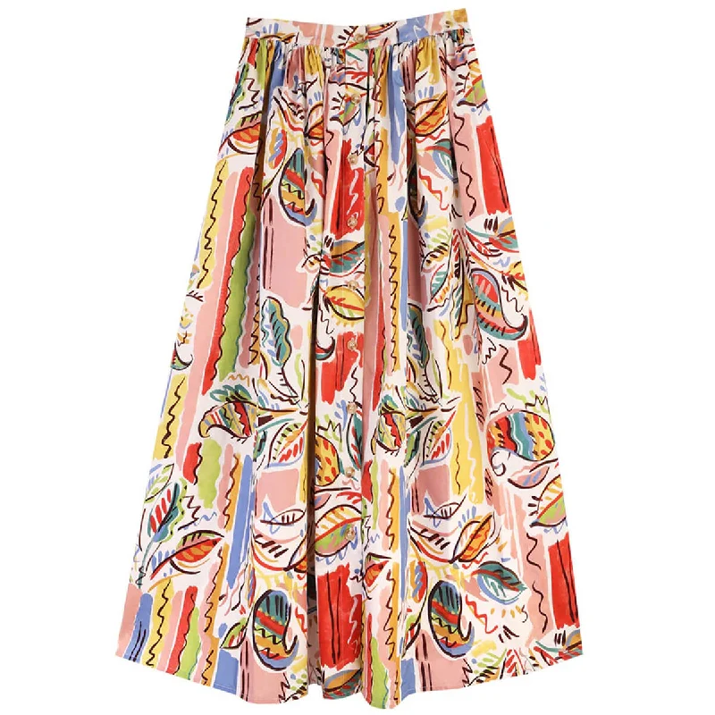 Isaac Skirt in Painted Paisley by L.F.Markey pleated skirt texture