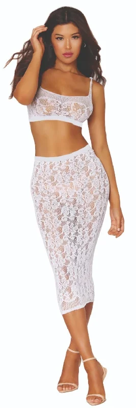 Lace Bralette and Sheer Slip Skirt pleated skirt texture