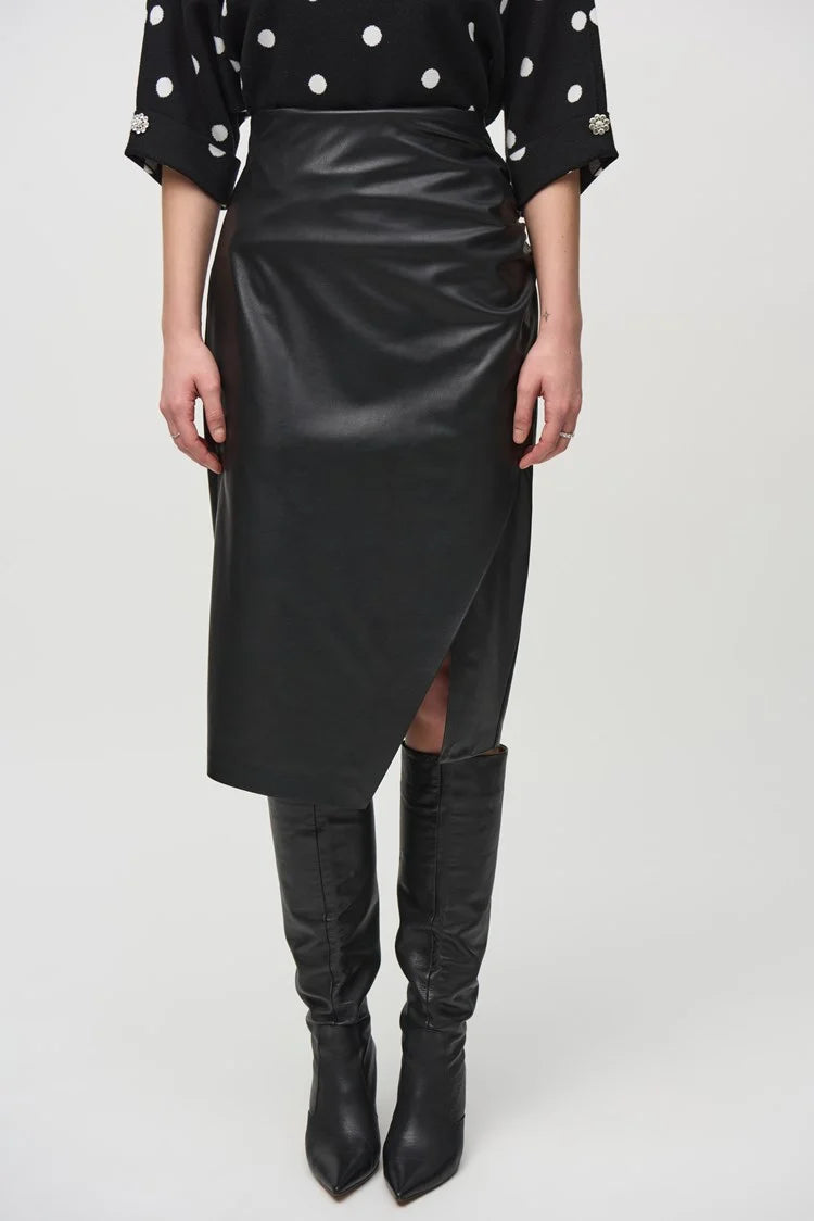 Leatherette Pull-On Pencil Skirt - Black leather skirt bold