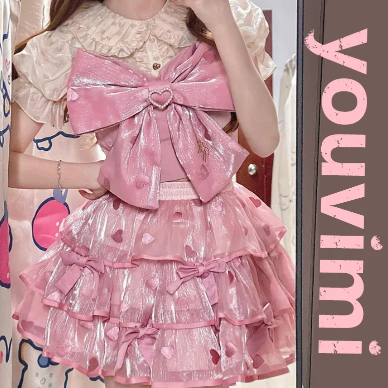 Lolita bow shirt + cake skirt yv31558 silk skirt smooth