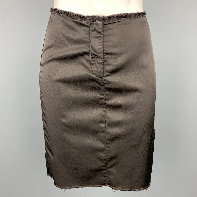 MM6 MAISON MARGIELA Size S Brown Raw Edge Pencil Skirt cashmere skirt rich