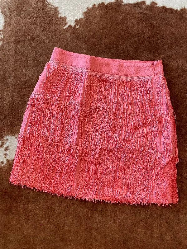 Pink Fringe Mini Skirt cashmere skirt fine