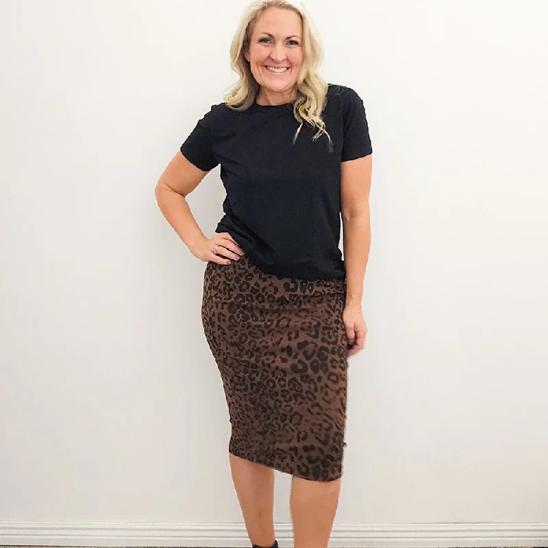 Savanah Leopard Pencil Skirt corduroy skirt comfortable