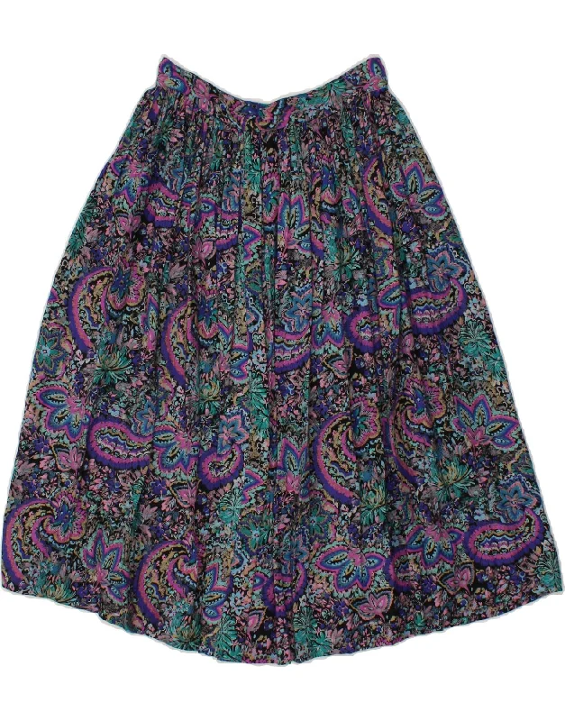 VINTAGE Womens A-Line Skirt W25 XS Multicoloured Floral denim skirt durable