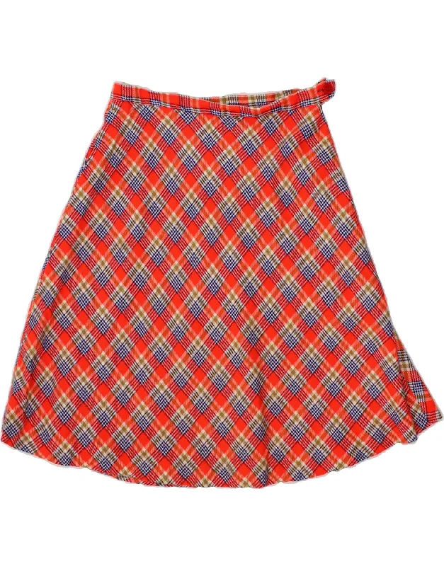 VINTAGE Womens A-Line Skirt W31 Medium Red Check corduroy skirt cozy