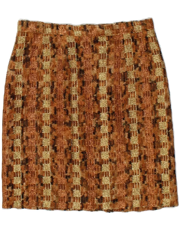 VINTAGE Womens Abstract Pattern Pencil Skirt W30 Medium Brown a-line skirt cut