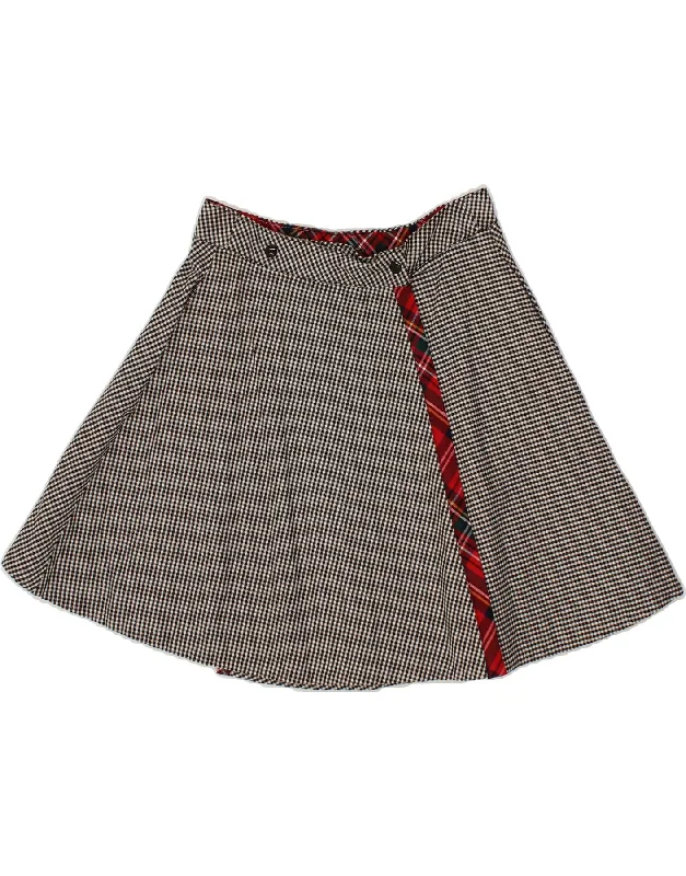 VINTAGE Womens Mini Skirt W28 Medium  Grey Houndstooth cashmere skirt plush