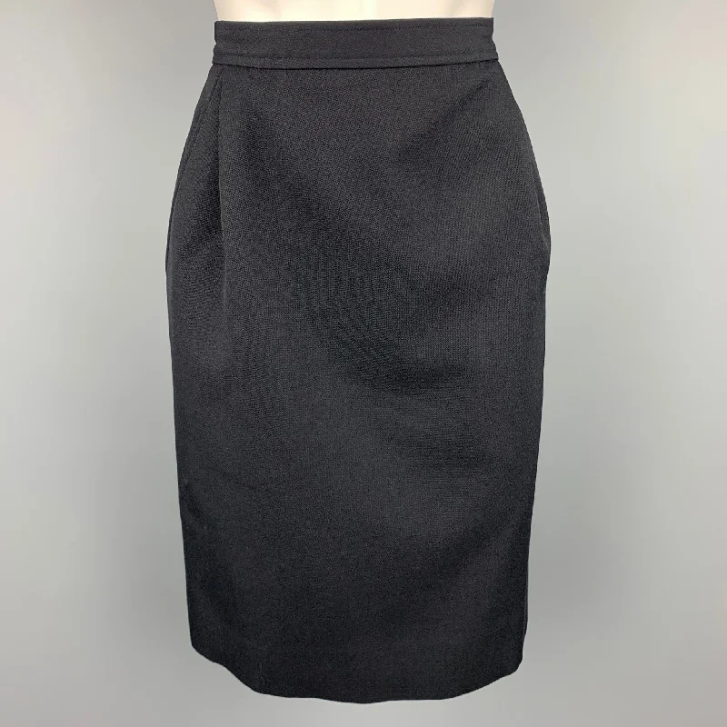 Vintage YVES SAINT LAURENT Rive Gauche Size 6 Navy Wool Pencil Skirt cashmere skirt soft