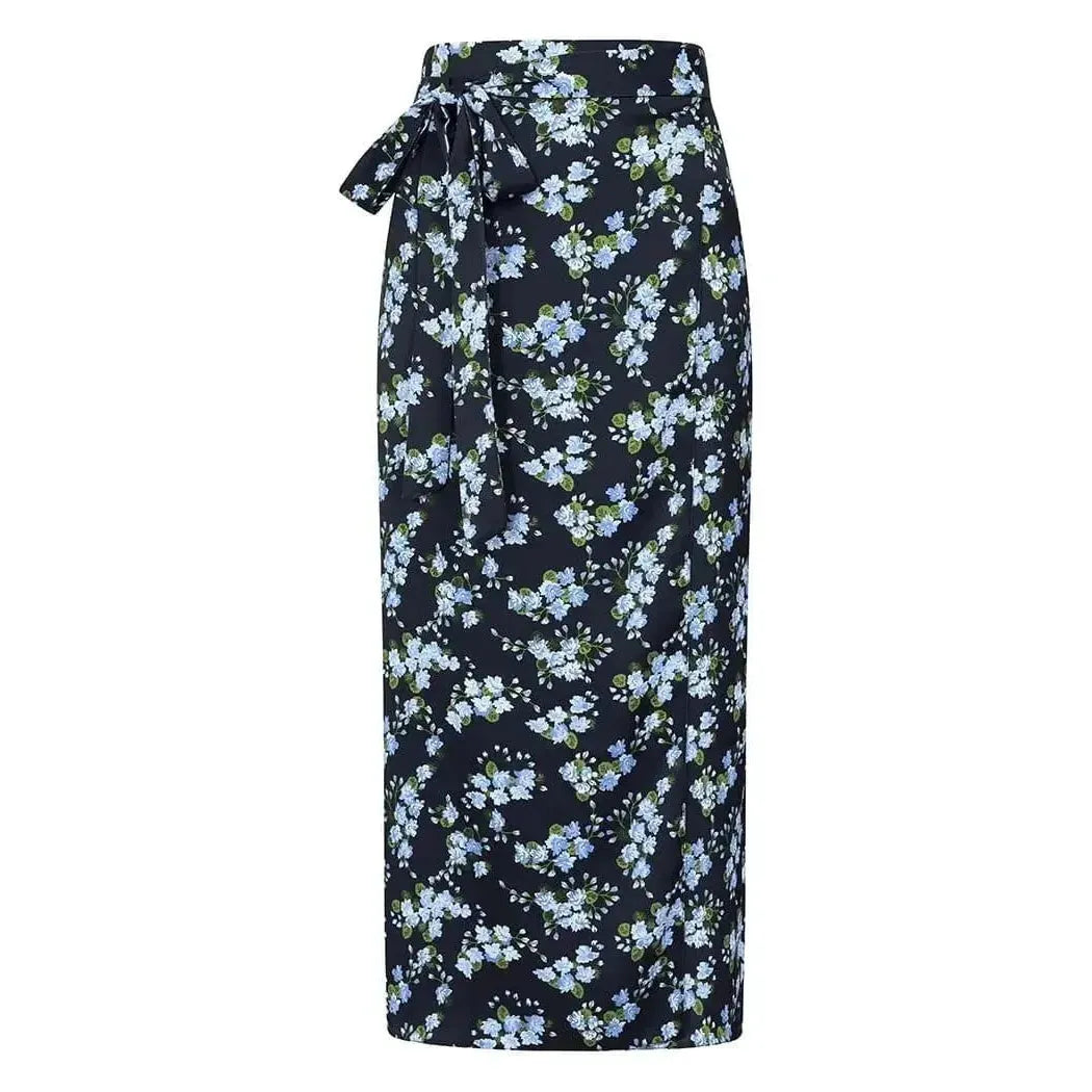 Wrap Skirt - Blue Floral seamless skirt comfort