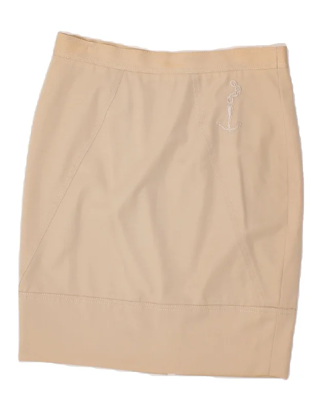 CERRUTI 1881 Womens Vintage Pencil Skirt IT 48 XL W34 Beige Virgin Wool pleated skirt texture