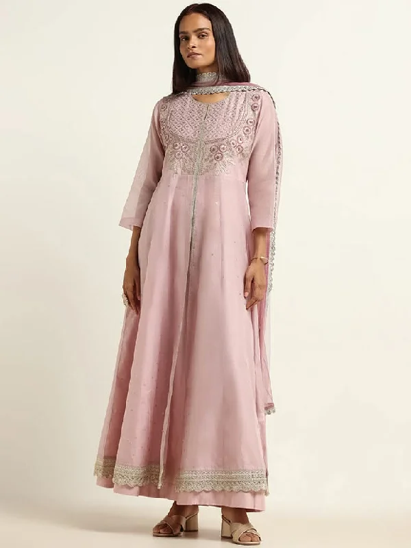 Vark Light Lilac Kurta, Skirt & Dupatta Set low waist skirt