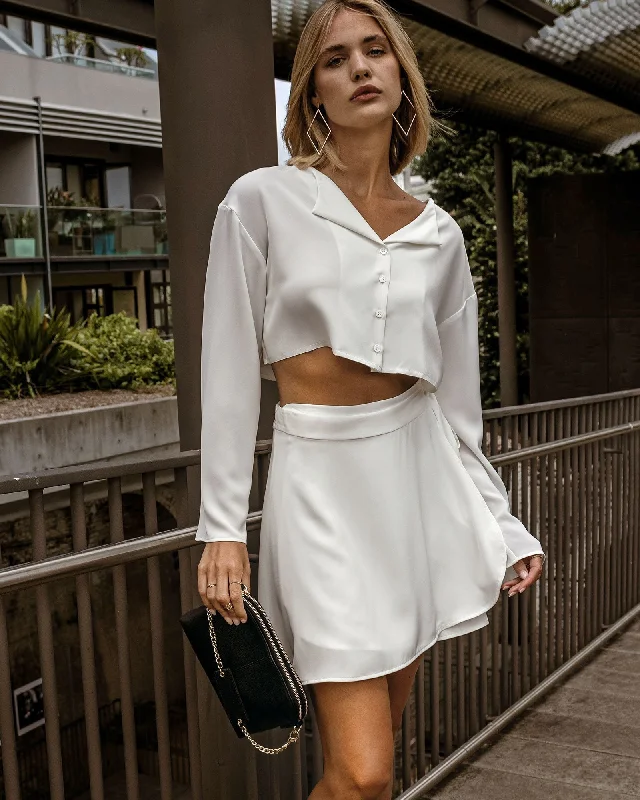 Before You Go Skirt Set - White corduroy skirt cozy