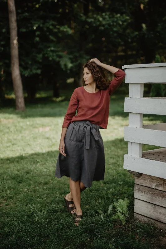 Bergen mid-length linen skirt M Charcoal mini skirt trendy