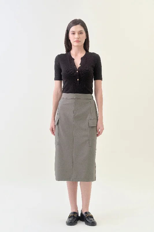 Cargo Midi Column Skirt - Sencha high waist skirt